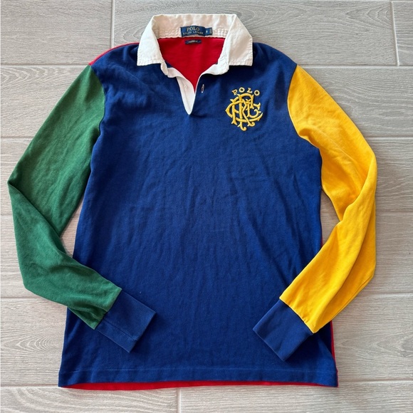Polo Ralph Lauren Other - POLO RALPH LAUREN VINTAGE Colorblock Large Logo Rugby Sweater Shirt Size Small